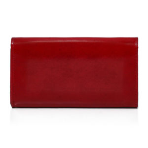 czerwony skórzany portfel