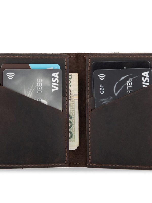 Mini portfel męski na karty kredytowe ciemnobrązowy CH01 z6