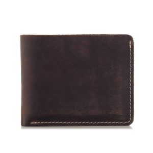 Portfel Slim Wallet męski vintage skórzany ciemnobrązowy BW04 11