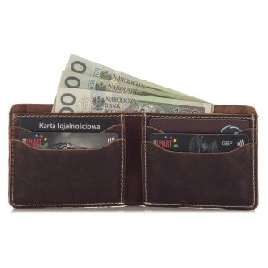 Portfel Slim Wallet męski vintage skórzany ciemnobrązowy BW04 11