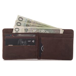 Skórzany Portfel Męski Slim Wallet Vintage Ciemnobrązowy BW05